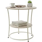 Relaxdays Beistelltisch mit 2 Ablagen Creme,Hellbraun