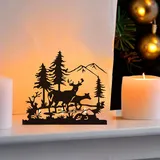 Adventskranz Teelichter,Kerzenhalter Adventskranz Schwarz, Kerzenständer Metall Modern,Kerzentablett Eckig,Adventskerzenhalter für Adventskranz Deko Adventsdeko Gesteck