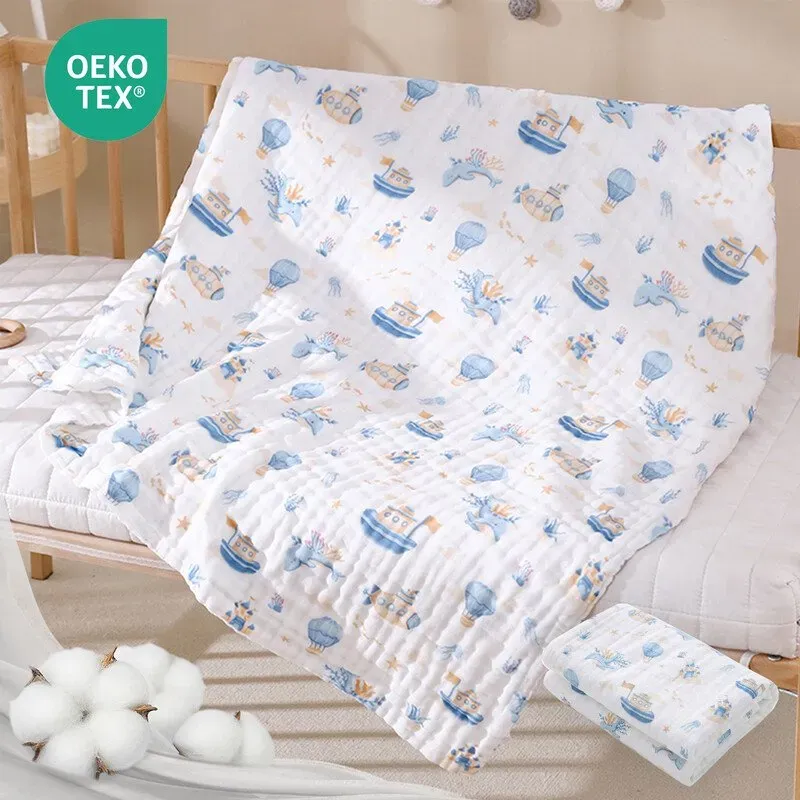 LeBonsoir Towels, Babymuslin-Quadrate, 2er-Kombipack, Baumwoll-Babywindelauflagen für Neugeborene, saugfähig & atmungsaktiv, ideal zum Reinigen, Abwischen & Abdecken, Dreamy Whale Whisper (25 x 50 cm x 1, 70 x 140 cm x 1)