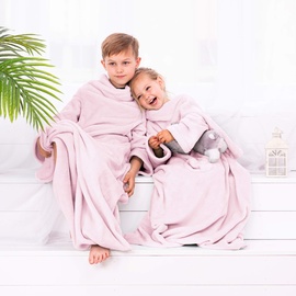 DecoKing Kinder Decke mit Ärmeln 90x105 cm Puderrosa Microfaser TV Decke Kuscheldecke Weich Fleecedecke Kiddo
