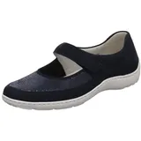 WALDLÄUFER Henni Slipper Bequemschuh aus Nubukleder in Blau in Weite H mit Klettverschluss. blau Gr. 39,5 EU