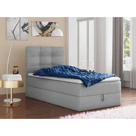 Sofnet Boxbett, Grau Textil, H3, Rechteckig, 100x200 cm, Schlafzimmer Betten, Boxspringbetten