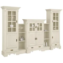 Wohnwand HOME AFFAIRE "Milan", beige (cremefarben), B:326cm H:199cm T:47cm, Massivholz, Kastenmöbel-Sets