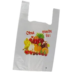 DayBays 6000 Stk. Hemdchentragetaschen 32+18x54 cm MDPE Mit Druck 'OBST MACHT FIT'