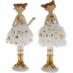 Weihnachtsfigur "Ballerinen mit Röckchen im Feder-Look, Weihnachtsdeko", gold (weiß, goldfarben), H:15cm, Polyresin (Kunststein), MYFLAIR MÖBEL & ACCESSOIRES, Dekofiguren
