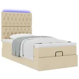 vidaXL Ottoman-Bett mit Matratze Creme 100x200 cm Stoff