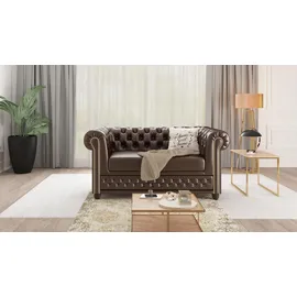 s-style möbel Chesterfield Couch Kunstleder 3-Sitzer + 2-Sitzer + Sessel Braun