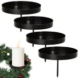 QIUTUYUE 4 Stück Kerzenhalter für Stabkerzen und Adventskranz - 8 cm Schwarz Mit Spieß - Kerzenstecker und Kerzenstände