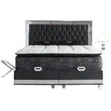 JVmoebel Schlafzimmer-Set Schlafzimmer Set Schwarz Metall Bett 2x Nachttische Luxus, Made in Europa grau|schwarz