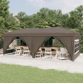 vidaXL Partyzelt Faltbar mit Seitenwänden Taupe 3 x 6 m