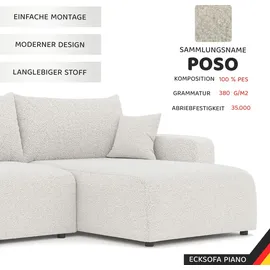 idohome Ecksofa 3-Sitzer mit Schlaffunktion und Bettkasten Beige