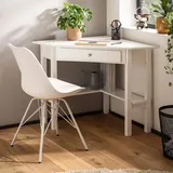 FineBuy Eckschreibtisch FineBuy Schreibtisch 76 cm Weiß Schublade Tisch Platzsparend