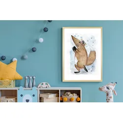 Bild mit Rahmen QUEENCE "Blumenkranz", braun (farbe rahmen: natur, braun, beige, farbe bild(er): braun), B:40cm H:50cm T:1,5cm, Plexiglas, Holz, Bilder, HD Premium Posterdruck mit Echtholzrahmen