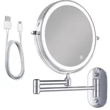 Schminkspiegel - Wiederaufladbar - 5-fache Vergrößerung - Chrom