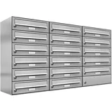 AL Briefkastensysteme 17 Fächer Premium Edelstahl Briefkasten Anlage für Post A4, modern, robust und wetterfest, Artikelnummer: 132T17EA3