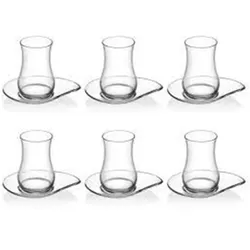 LAV Eva 12-teiliges türkisches Teeglas Set mit Gläsern und Tellern aus Glas