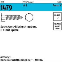 Industrial Quality Supplies ISO 1479 Form C Sechskant-Blechschraube VG 2,9x13 Edelstahl A2 blank m. Spitze