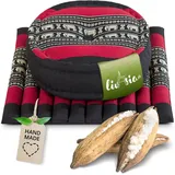 livasia Meditationskissen Yogakissen Set L - Zafu Ø 38x15cm / Matte 50x50x4,5cm, Kapok, vegan, handgefertigt schwarz