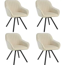 Tectake Armlehnstuhl Snug Samtoptik, gepolstert, in 360° drehbar, schlanke Stahlbeine, 58 x 58 x 82 cm Esszimmer, Stühle, Esszimmerstühle, Armlehnenstühle