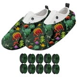 Ferocity 5 Paar Mehrweg Schuhüberzieher EU 31-37 für Kinder Wasserabweisend Überschuhe Rutschfester Waschbarer für Kinder Unisex Jungen Mädchen aus Polyester Bunte Motive Dinos x5 [142] - 5 Pairs 31-37 size