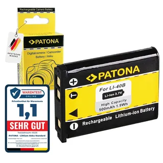 PATONA Li-40B Li-42B Akku 500mAh Ersatzakku kompatibel mit Olympus D630 D720 Pentax D-Li63 Optio L30 Casio NP-80 Fuji Fujifilm NP-45 FinePix J10 Kodak KLIC-7006 Nikon EN-EL10 Coolpix S80 S210 S3000