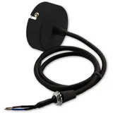 ISOLED Deckenbaldachin rund 60mm, schwarz inkl. 2-pol. Stoffkabel 1,5m