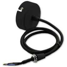 ISOLED Deckenbaldachin rund 60mm, schwarz inkl. 2-pol. Stoffkabel 1,5m