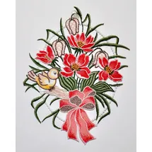 Stickereien Plauen Fensterbild STICKEREIEN PLAUEN "Blumenschleife Fensterbild" Gr. 1, gelb (gelbgrün), B:20cm H:28cm, Polyester, Fensterbilder, Fensterbild "Blumenschleife"