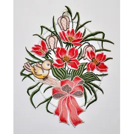 Stickereien Plauen Fensterbild STICKEREIEN PLAUEN "Blumenschleife Fensterbild" Gr. 1, gelb (gelbgrün), B:20cm H:28cm, Polyester, Fensterbilder, Fensterbild "Blumenschleife"