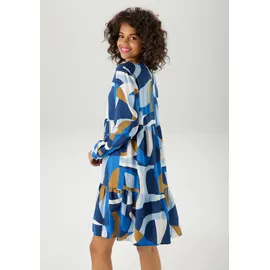 Aniston CASUAL Tunikakleid Grafisch Marine/Royalblau/Hellblau/Wollweiß/Dunkelbeige 38