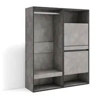SKRAUT HOME Offener Grau, Holzwerkstoff, Rechteckig, 120x145x35 cm, Schlafzimmer,