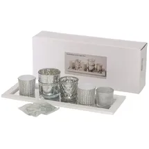 Mambocat Windlicht Pit Glas Holz Weiß