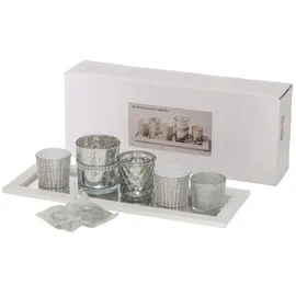 Mambocat Windlicht Pit Glas Holz Weiß