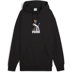 Kapuzenpullover PUMA "EQUAL LOVE CONFEDERATION Graphic Hoodie Erwachsene", Herren, Gr. XXL, schwarz, Obermaterial: 100% Baumwolle; Kapuzenfutter: 100% Baumwolle; Rippe: 4% Elasthan, 96% Baumwolle, relaxed fit, Pullover