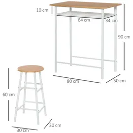 Homcom Bartisch Set 80 x 50 x 90 cm Schwarz/Weiß