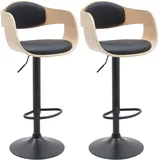 CLP Barhocker 2er Set höhenverstellbar drehbar Kunstleder Natur/Schwarz