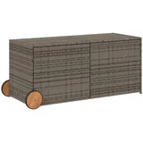 vidaXL Gartentruhe mit Rollen Grau 283L Poly Rattan