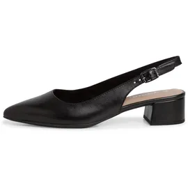 TAMARIS Damen, Sling Pump mit Blockabsatz Leder, schwarz, 41 EU