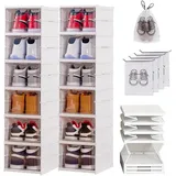 Wuciray 12 Schuhboxen Transparent Faltbar Shoe Box Schuhkarton Sneaker Regal Schuh Aufbewahrung Organisierer Ordnungssystem