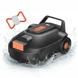 Redkey S200 Poolroboter, Kabellos Poolsauger Akku mit 180 Min Laufzeit, Dual Motoren, Doppelsiebe, Doppelte Saugkraft, Selbsteinparkfunktion, Poolsuager für Flache Böden Pools bis zu 100 m2 (Orange)