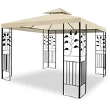 WASSERDICHTER Pavillon TOSKANA 3x3m Metall inkl. Dach Festzelt wasserfest Partyzelt (Beige)