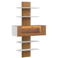 Casa Padrino Wandregal Braun / Weiß 110,6 x 40,4 x H. 193,4 cm - Moderne Beleutetetes Massivholz Wandregal - Moderne Wohnzimmer Möbel
