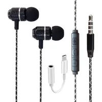 In-Ear-Kopfhörer für Google Pixel 6A, kabelgebunden, Bass-Stereo, USB-C auf 3,5-mm-Klinken-Adapter im Lieferumfang enthalten, Headset-Ohrhörer mit Lautstärkeregler, Schwarz