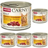 Animonda Carny Adult Katzenfutter für Erwachsene Katzen, Dose Nassfutter für ausgewachsene Katzen, Rind, Huhn + Entenherzen, 6 x 200 g (Packung mit 5)