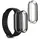kwmobile 2X Schutzhülle kompatibel mit Xiaomi Mi Band 9 / Smart Band 9 Hülle - Fullbody Cover Set aus Silikon - Schwarz Silber
