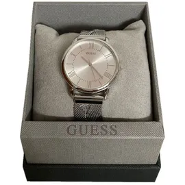GUESS Damen Armbanduhr Maiden W1143L1 silber mit geflochtenem Milanaise Armband - Silber