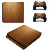 DOTBUY PS4 Slim Skin Aufkleber Sticker Design Folie schützende Haut Schale für Sony Playstation 4 Slim Konsole und 2 Dualshock Controller (Wood Brown)