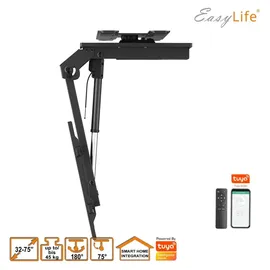 Easy Life EasyLife - TV Deckenhalter V2 Smart Home elektrisch schwenkbar drehbar, 37 bis 75 Zoll VESA 600x400, Schwarz