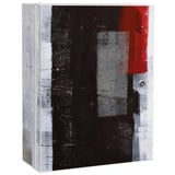 banjado Medizinschrank Stahl Abstrakt Rot (abschließbar, 3 große und 2 kleine Fächer) 35 x 46 x 15cm weiß