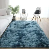 XUEDNGM Waschbarer Teppich Shaggy Teppich 150 x 260 cm Pflegeleicht Und Einfarbig, Weich Modern Unifarben Hochflor Waschbarer Teppich rutschfest Fellteppich für Wohnzimmer, Schlafzimmer, Dunkelgrün